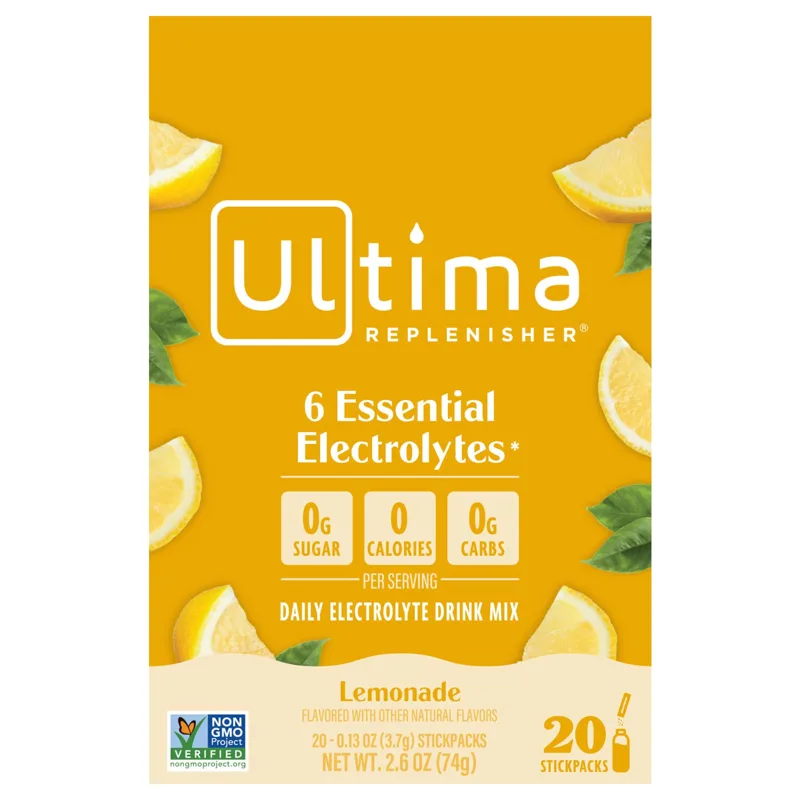 אריזת Ultima Replenisher תערובת אלקטרוליטים יומית, לימונדה, 20 שקיקים